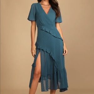 Lulus Swiss Dot Midi Dress Size Small